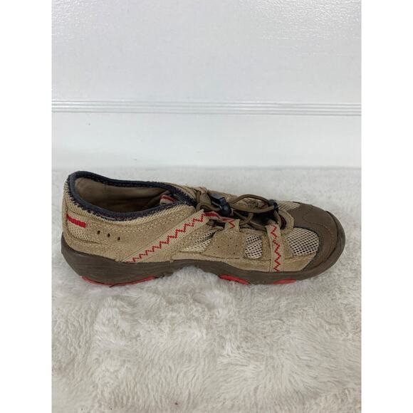 Lands End Boys Size 1 Outdoor Slip-On Shoes Beige & Red - Picture 5 of 9